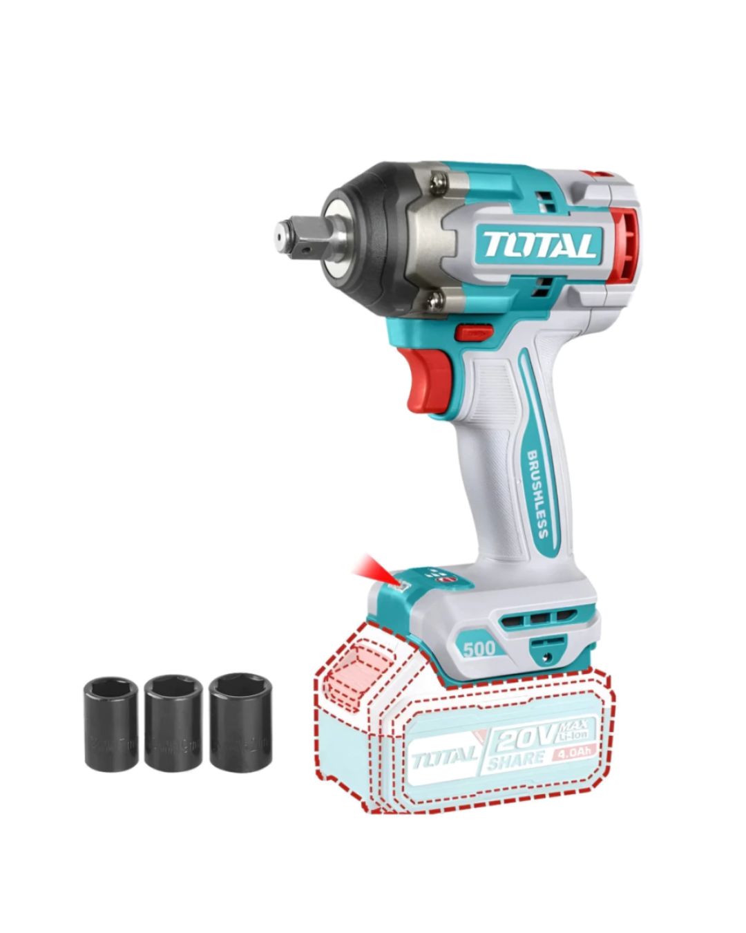 Llave de impacto 1/2 20v 500nm Brushless Total TIWLI20501