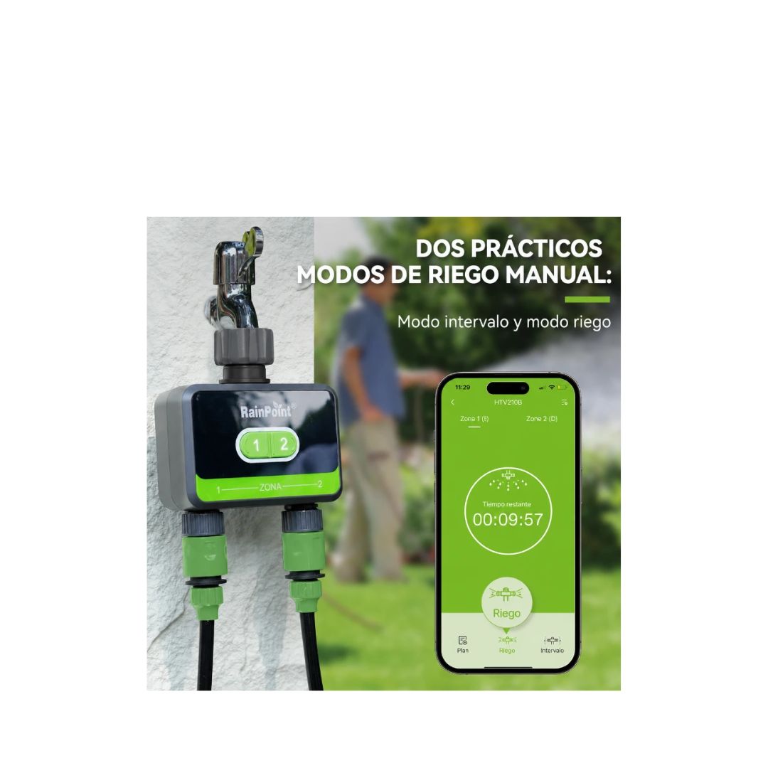 Programador de canilla Rain Point con Bluetooth 2 zonas–Opcional WIFI